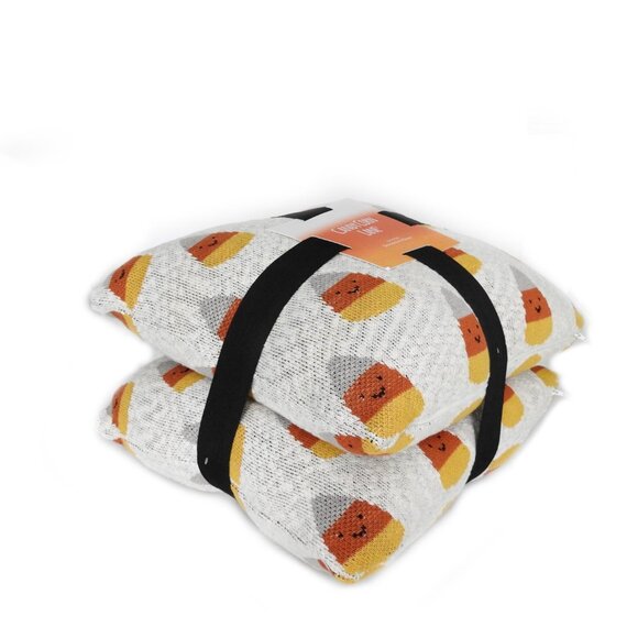 New Candy Corn Lane Jersey Decorative Pillows Candy Corn Design Set 2 Halloween - Picture 3 of 7